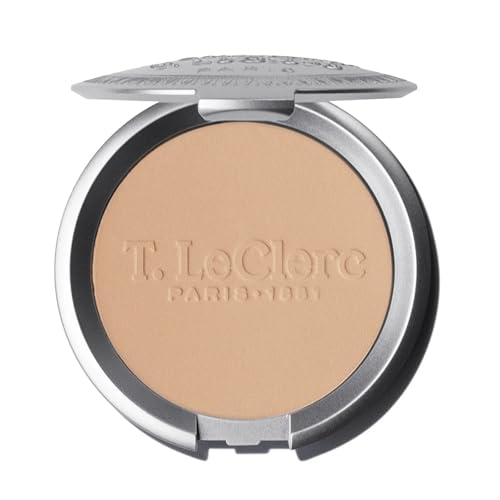T Leclerc Compact Pressed Powder  SuperBlendable Face Makeup Longwear Portable Matte Finish Radiant Natural Medium to Full Coverage Airbrushing Mineral Base For Pores  Imperfections Beige